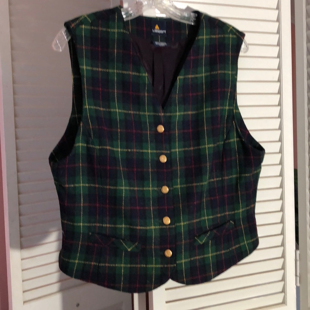 PLAID VEST--"LIZSPORT" sz Med.  EUC